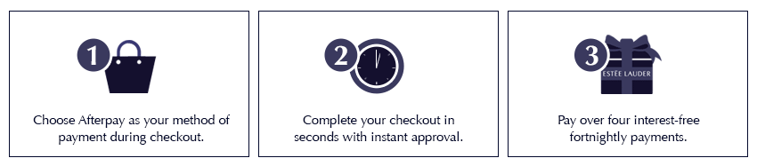 1. Choose Afterpay as a new payment method during checkout. 2. Complete your order in seconds with instant approval. 3. Pay over four interest-free fortnightly payments.